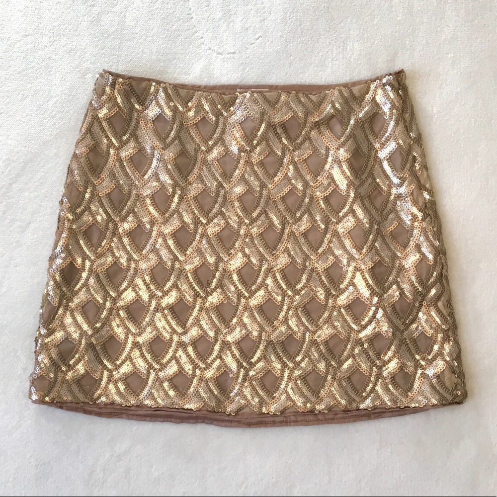 Mini Skirt - Geometric Matte Bronze Sequins